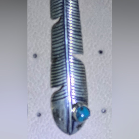 COPY - COPY - Southwestern Sterling turquoise, feather, dangle, earrings - Picture 4 of 9